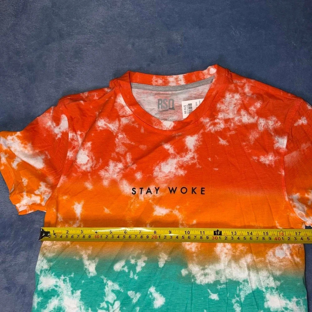 RSQ orange and teal tie-dye t-shirt